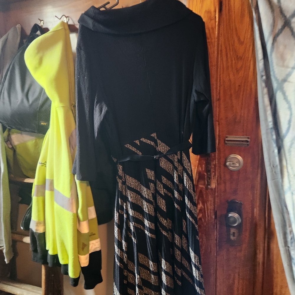 Elegant Black and Silver Patterned Womans Dress - Picture 2 of 6